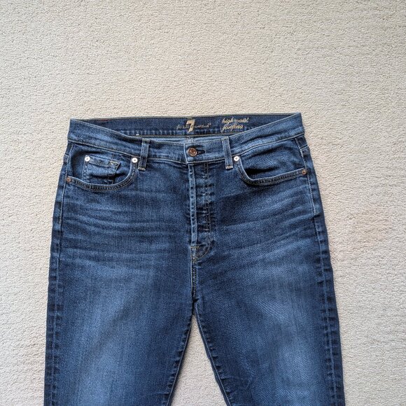 7 For All Mankind High Waist Josefina Straight Leg Stretch Jeans Women's 31 x 27 - Picture 4 of 13